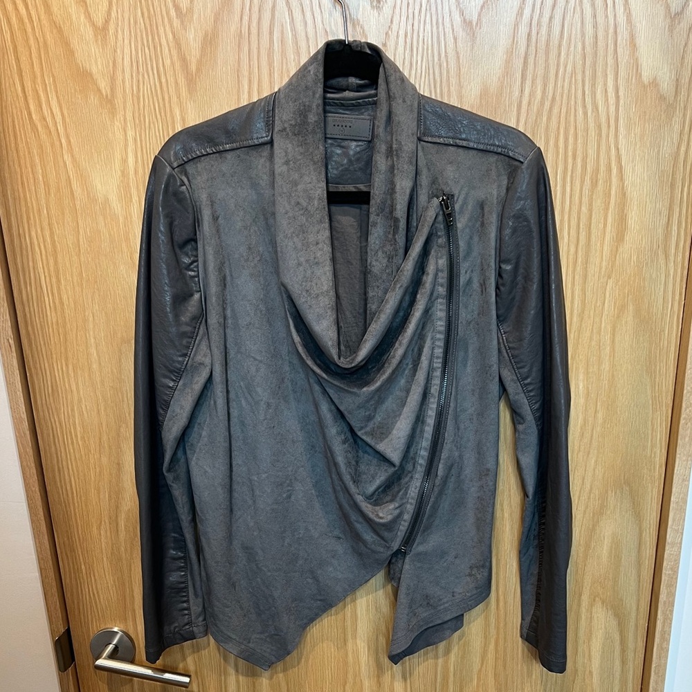 Anthropology grey vegan leather jacket